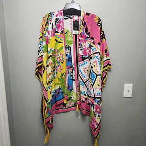 Nine West women's cover-up kimono cardigan one size multicolor floral new